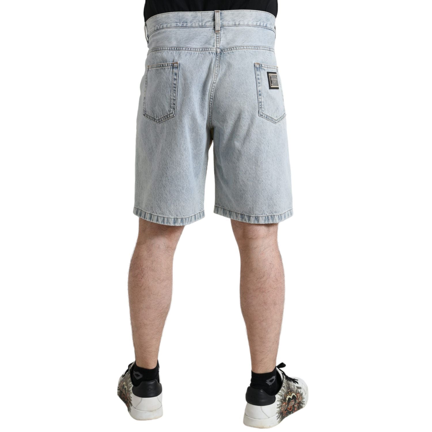 Dolce & Gabbana Multicolor Floral Print Denim Bermuda Shorts