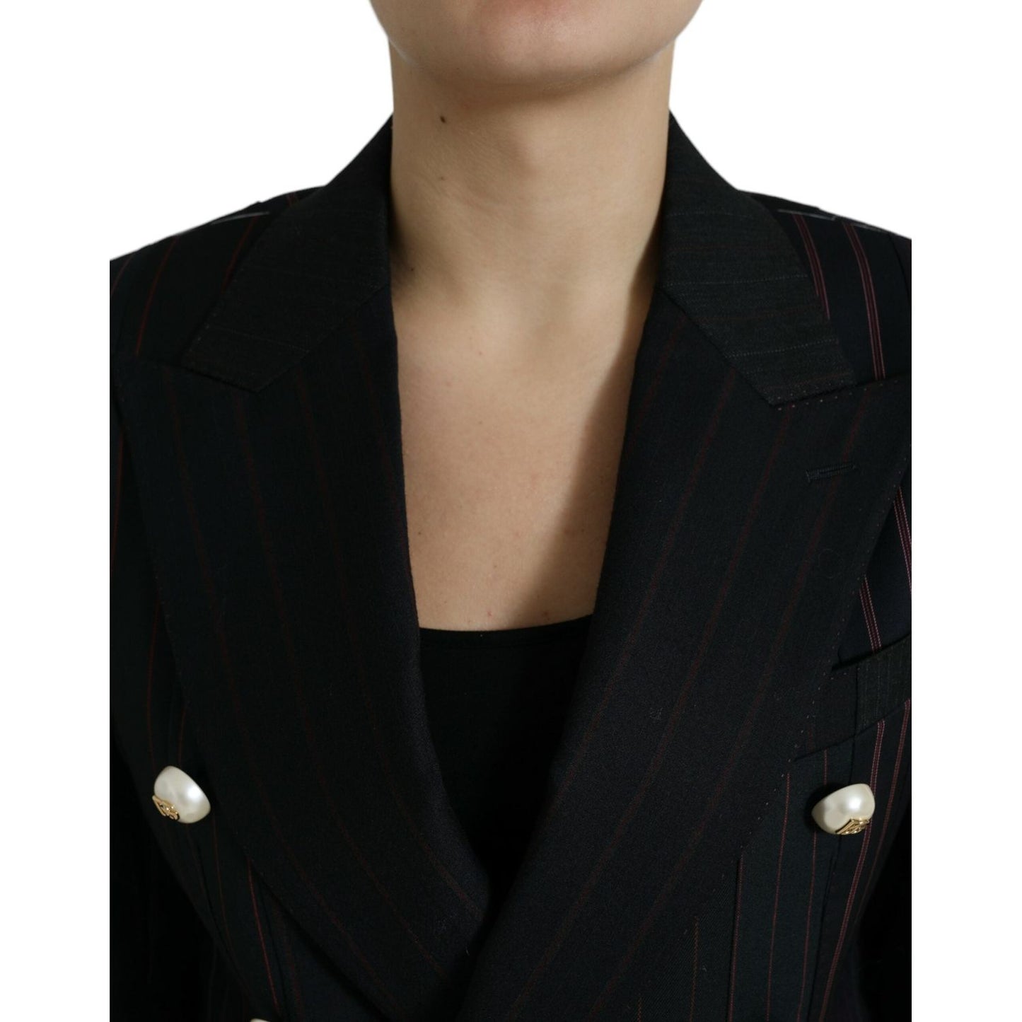 Dolce & Gabbana Black Striped SICILIA Double Breasted Jacket
