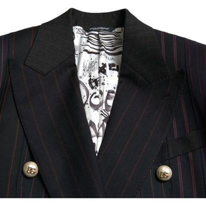 Dolce & Gabbana Black Striped SICILIA Double Breasted Jacket