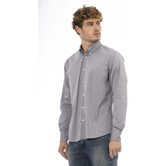 Baldinini Trend Gray Cotton Men Shirt Baldinini Trend