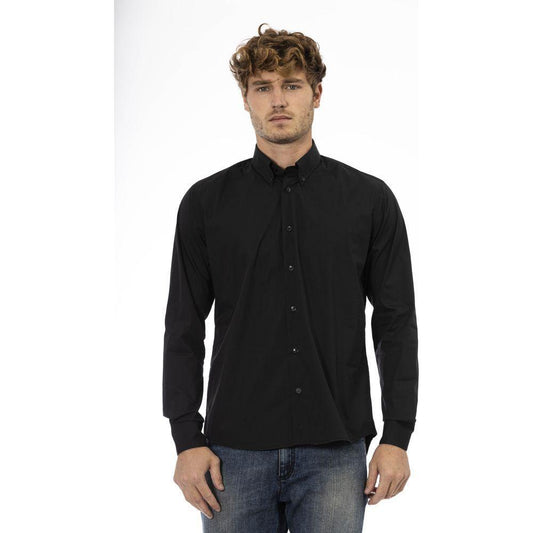 Baldinini Trend Black Cotton Men Shirt Baldinini Trend