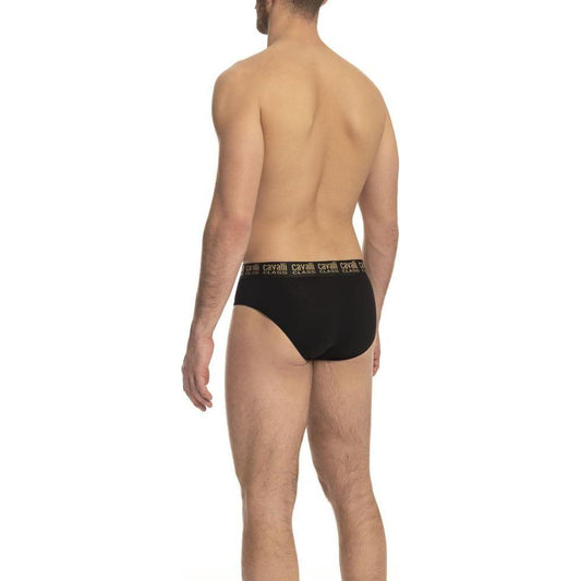 Cavalli Class Black Cotton Men Brief Pair Cavalli Class