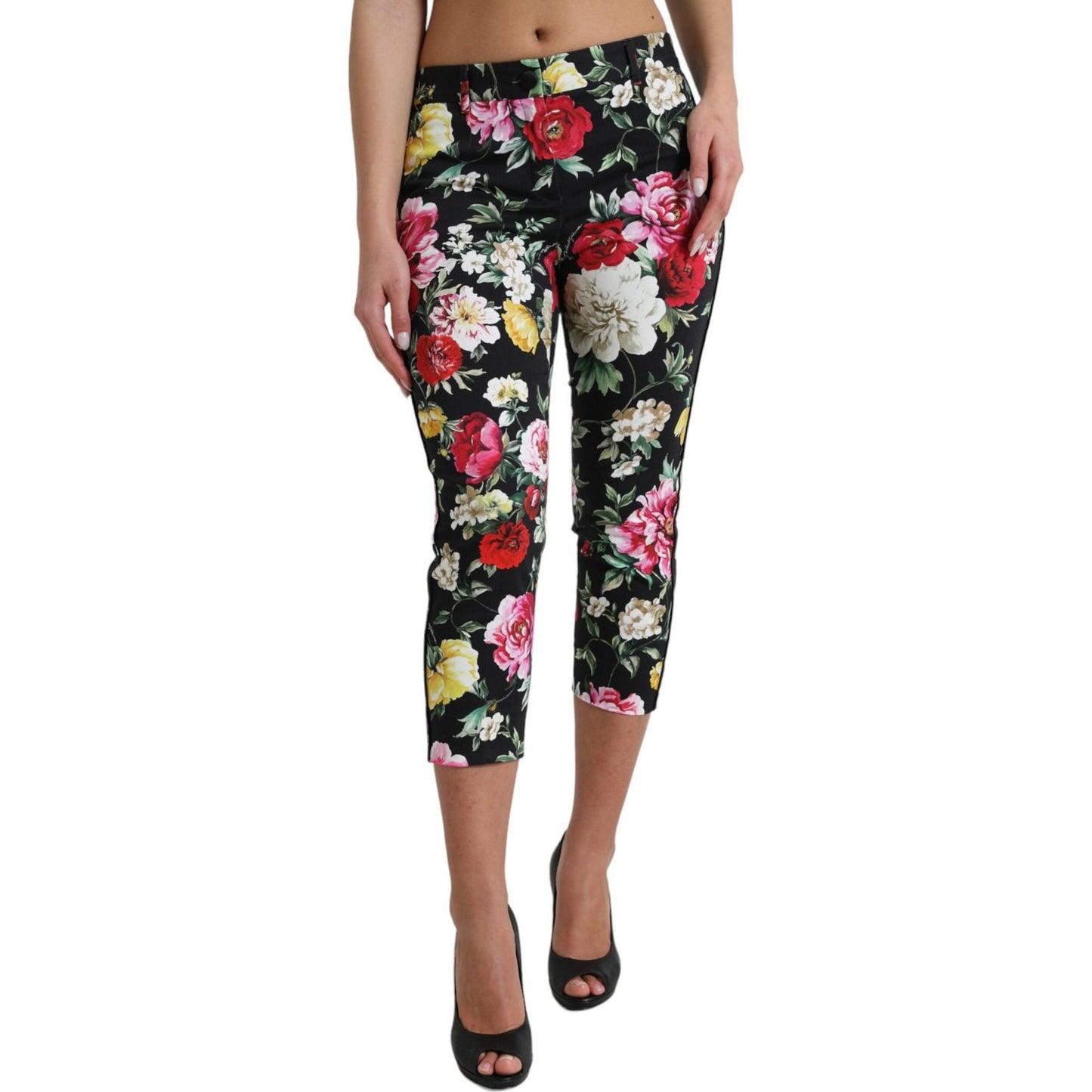 Dolce & Gabbana Elegant Floral Mid Waist Cropped Pants Dolce & Gabbana