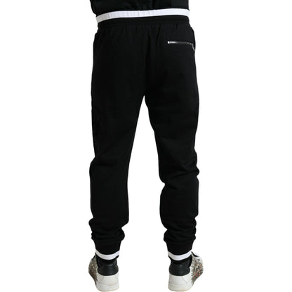 Dolce & Gabbana Elegant Black and White Cotton Joggers Dolce & Gabbana