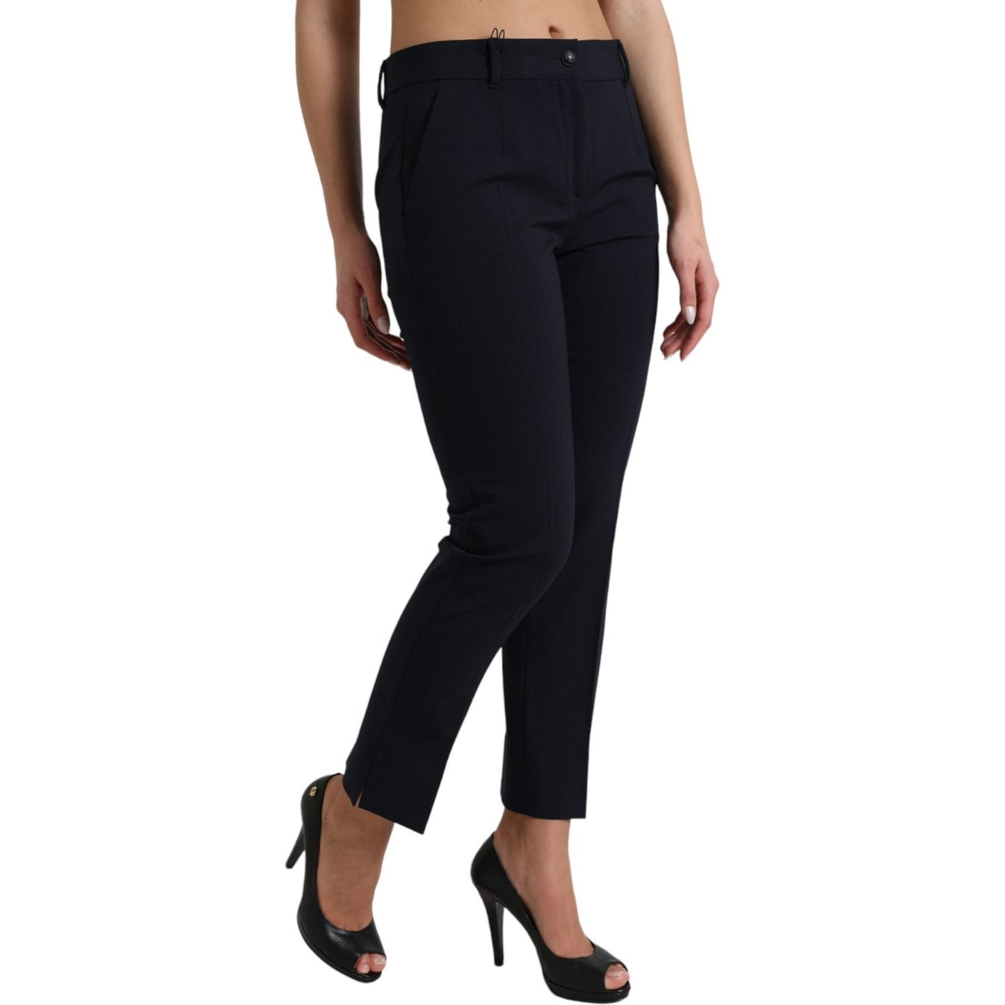 Dolce & Gabbana Elegant Mid Waist Tapered Pants in Blue Dolce & Gabbana