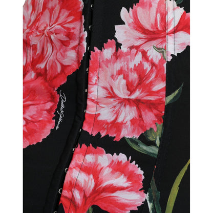 Dolce & Gabbana Black Carnation Pencil Cut Knee Length Skirt