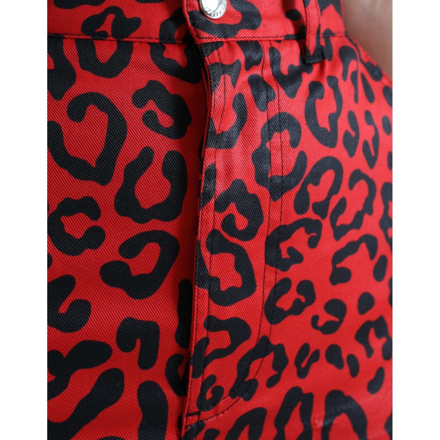 Dolce & Gabbana High Waist Red Leopard Mini Skirt Dolce & Gabbana