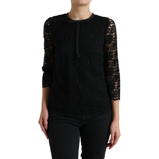 Dolce & Gabbana Elegant Floral Lace Long Sleeve Top Dolce & Gabbana