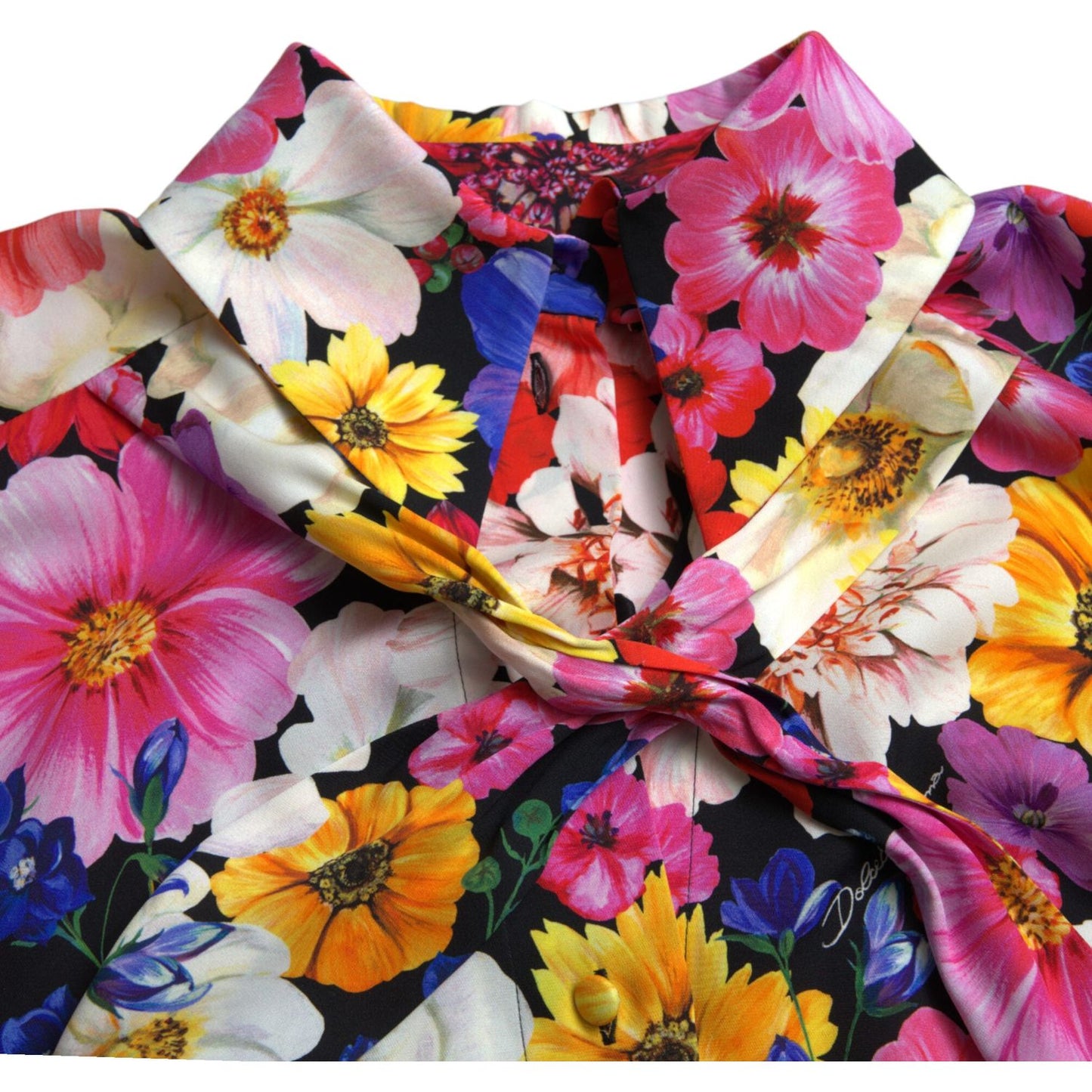 Dolce & Gabbana Floral Silk Blouse with Front Tie Fastening Dolce & Gabbana