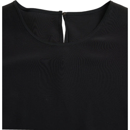 Dolce & Gabbana Black Silk Round Neck Short Sleeve Blouse Top