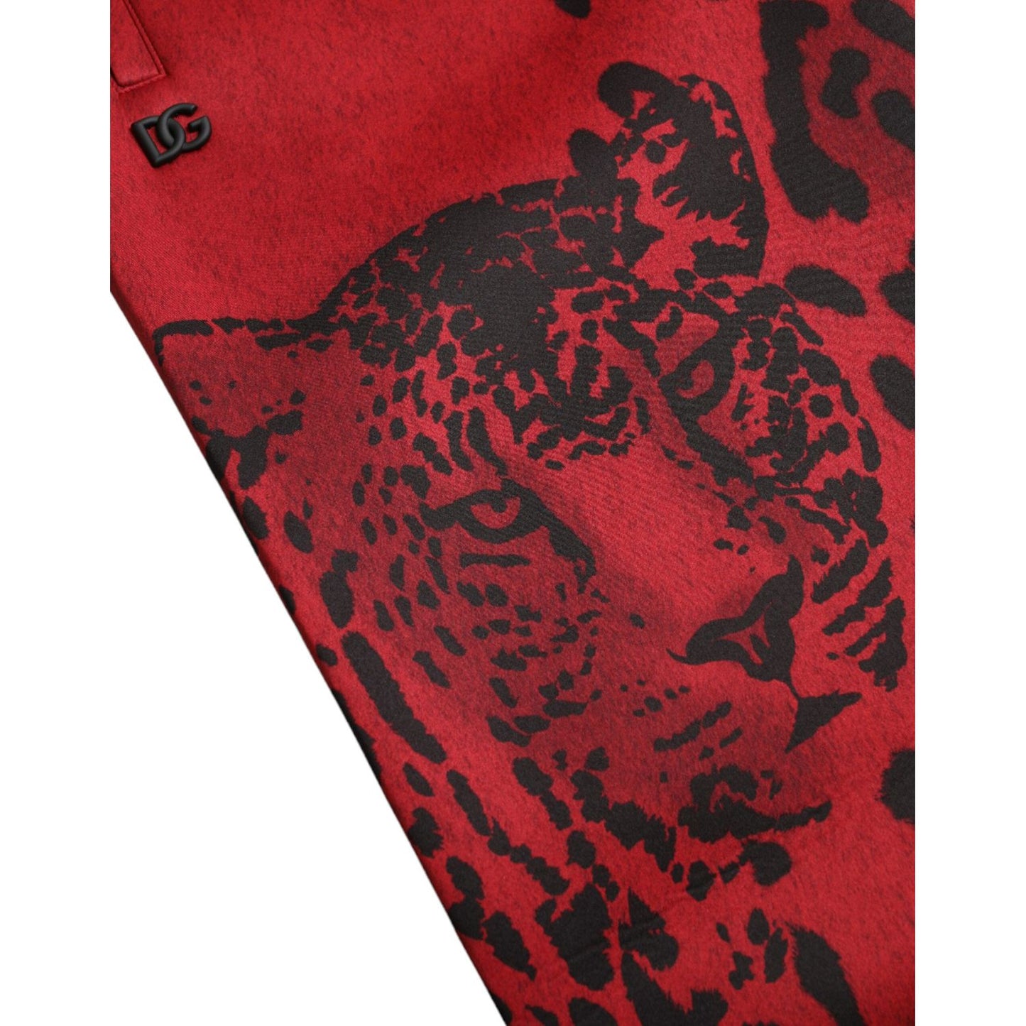 Dolce & Gabbana Elegant Leopard Print Joggers in Red and Black Dolce & Gabbana