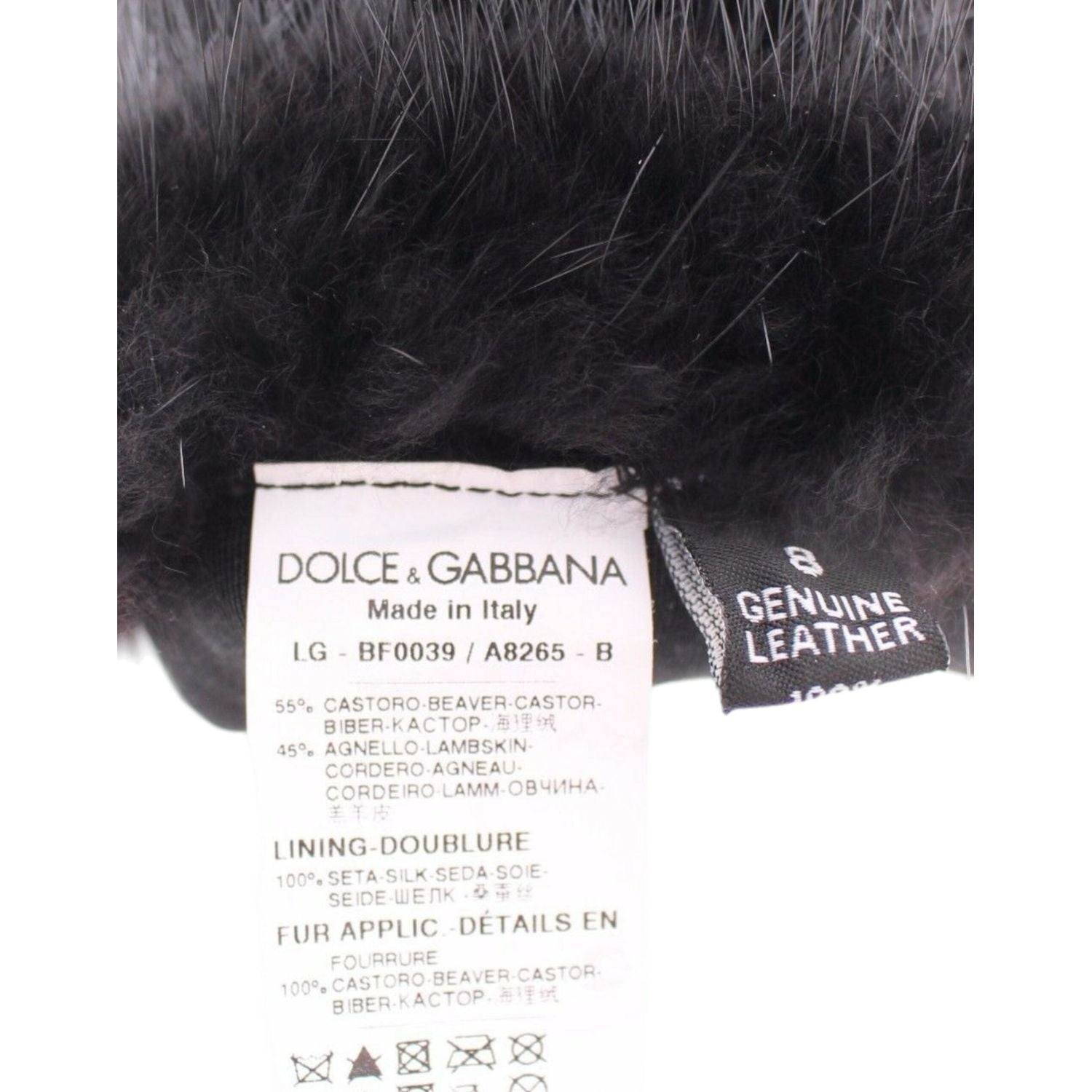 Dolce & Gabbana Black Beaver Fur Lambskin Leather Elbow Gloves