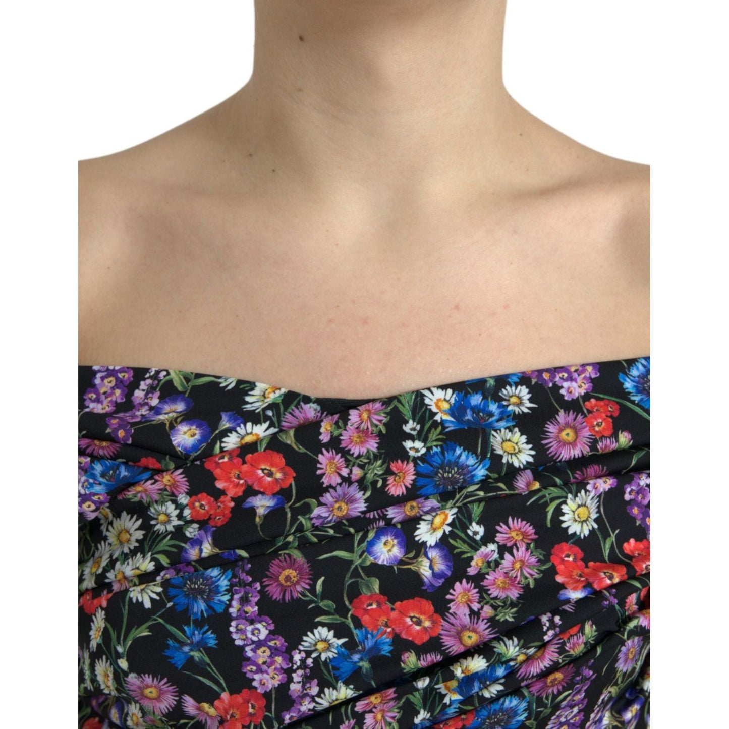 Dolce & Gabbana Elegant Floral Sheath Off Shoulder Dress Dolce & Gabbana