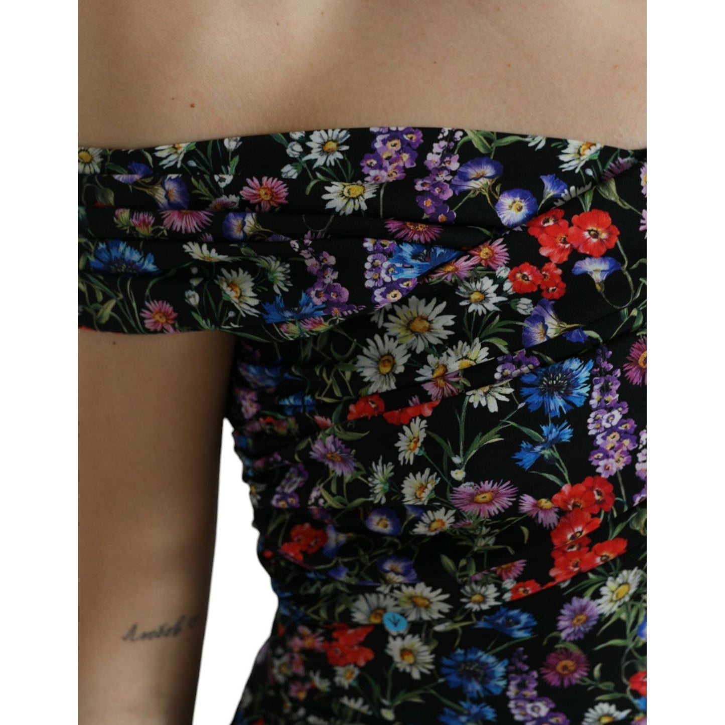 Dolce & Gabbana Elegant Floral Sheath Off Shoulder Dress Dolce & Gabbana