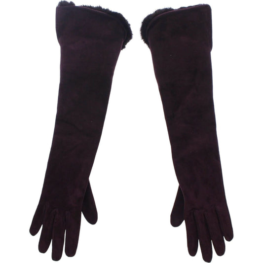 Dolce & Gabbana Purple Mink Fur Goatskin Suede Leather Gloves