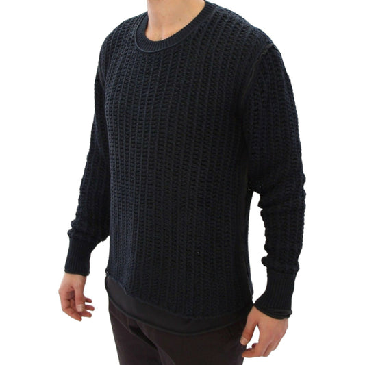 Dolce & Gabbana Elegant Blue and Black Layered Sweater Dolce & Gabbana