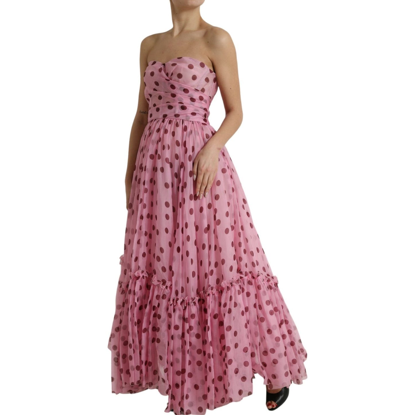 Dolce & Gabbana Chic A-Line Strapless Silk Dress in Pink Dolce & Gabbana