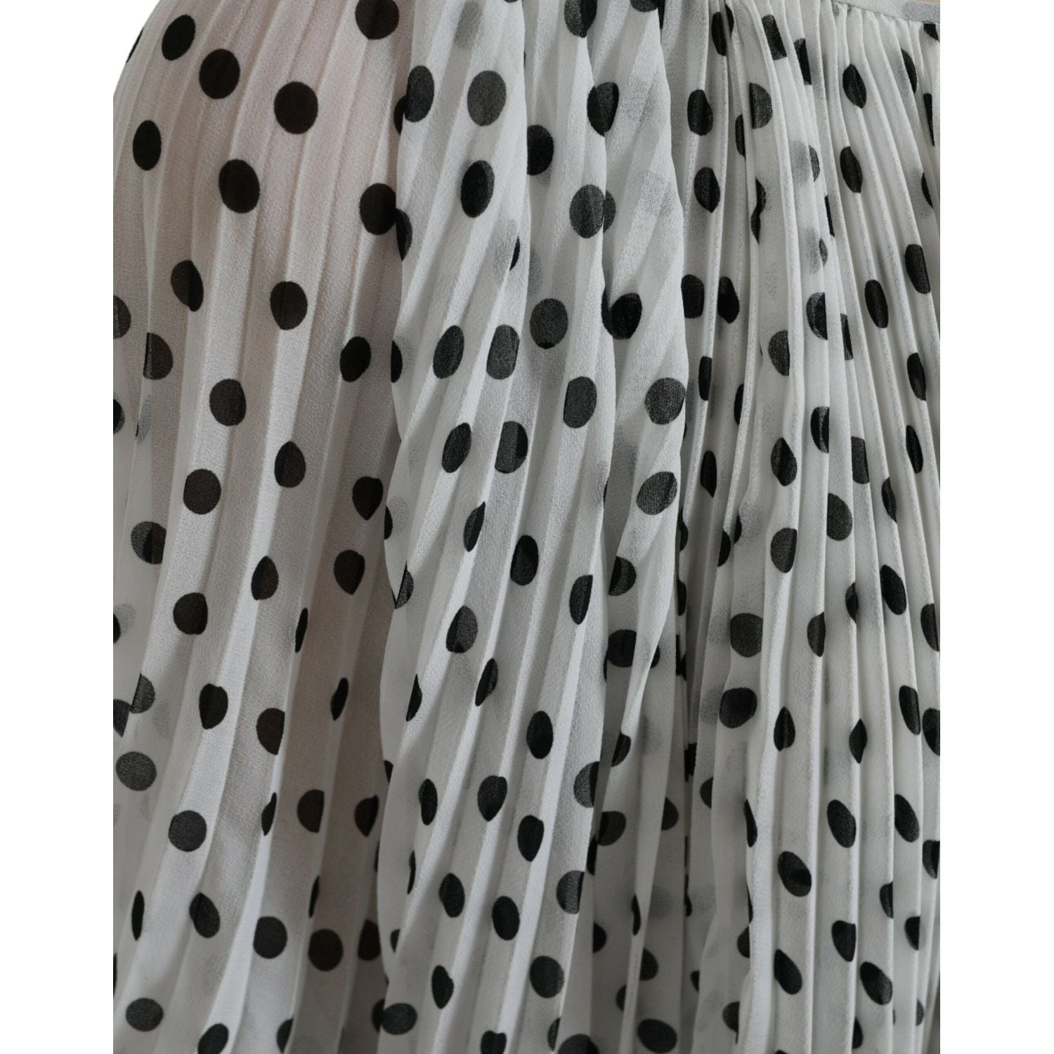 Dolce & Gabbana White Polka Dot A-line Pleated Maxi Dress