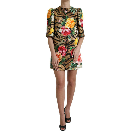 Dolce & Gabbana Animal & Floral Print Mini Shift Dress Dolce & Gabbana