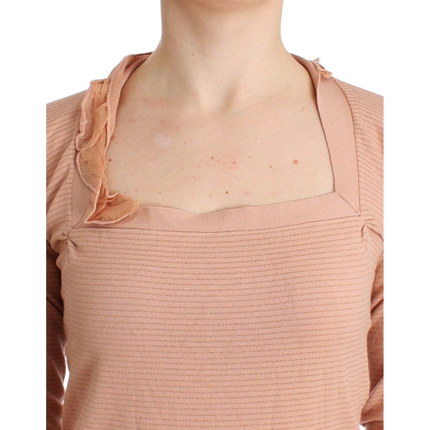 Ermanno Scervino Orange Wool Blend Striped Long Sleeve Top