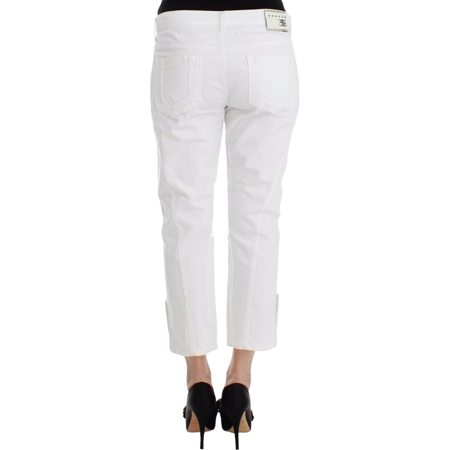 Ermanno Scervino White Cropped Jeans Denim Pants Branded Capri