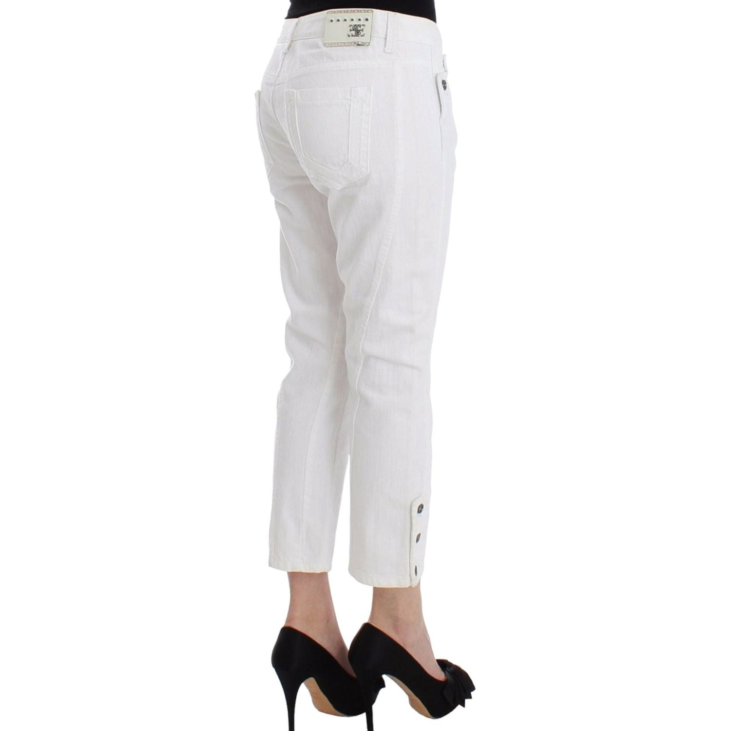 Ermanno Scervino White Cropped Jeans Denim Pants Branded Capri