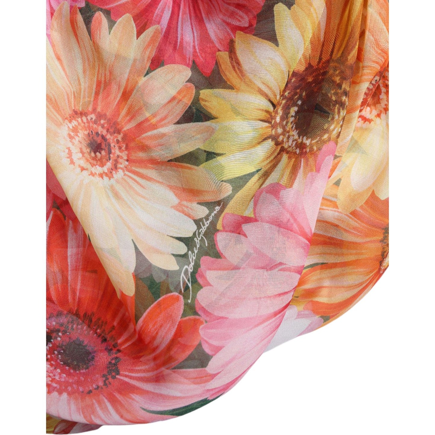 Dolce & Gabbana Multicolor Sunflower Print Silk Midi Dress