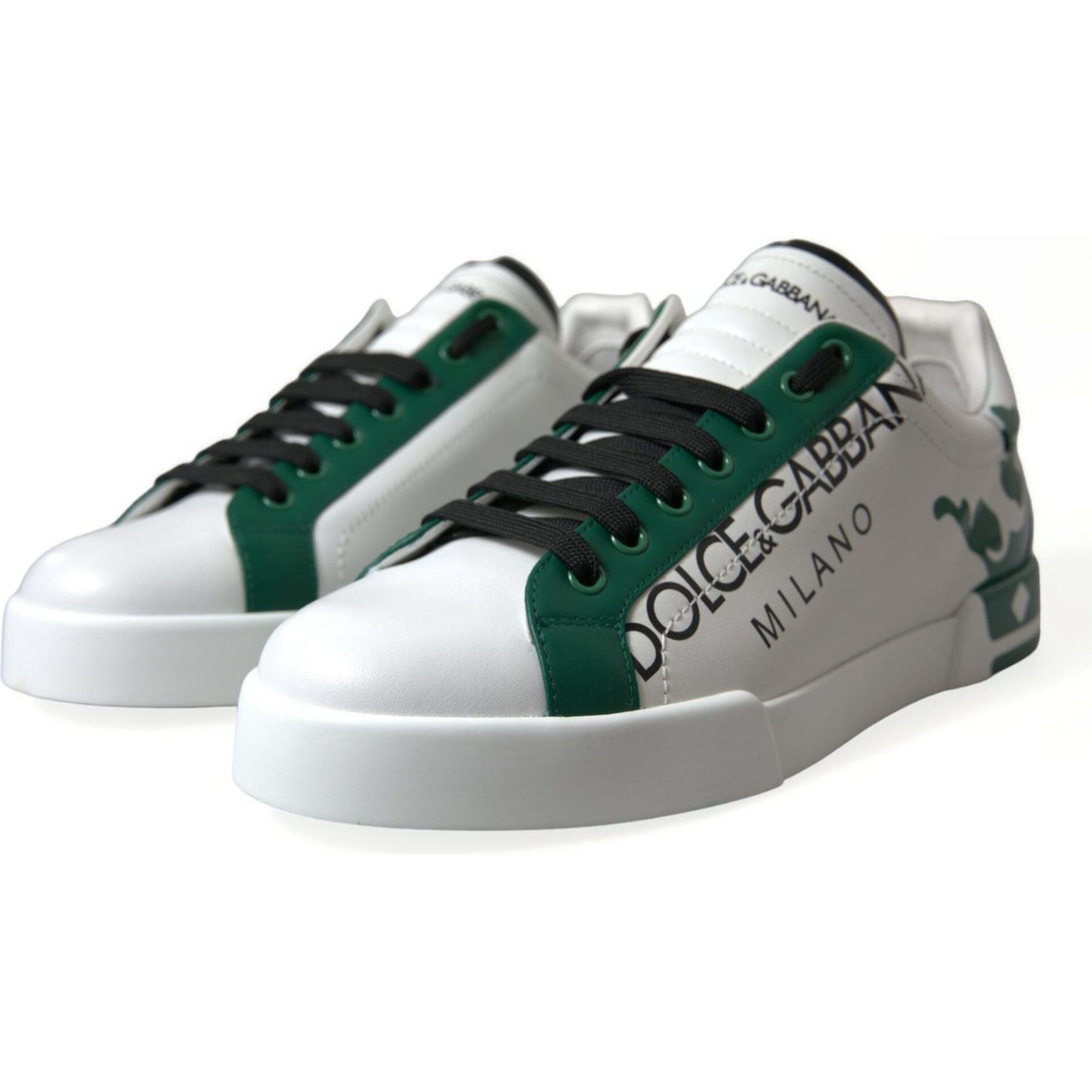 Dolce & Gabbana Elegant White Crown Leather Sneakers Dolce & Gabbana