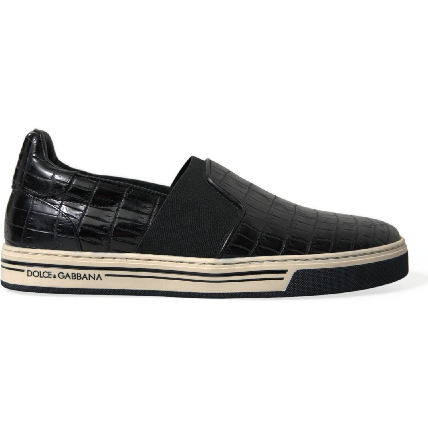 Dolce & Gabbana Black Croc Exotic Leather Sneakers Shoes