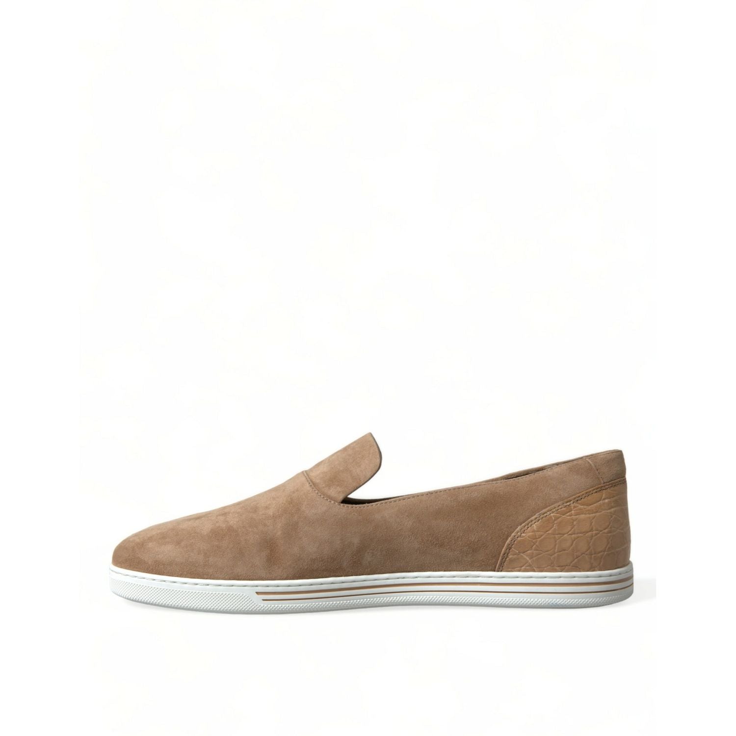 Dolce & Gabbana Beige Suede Caiman Men Loafers Slippers Shoes