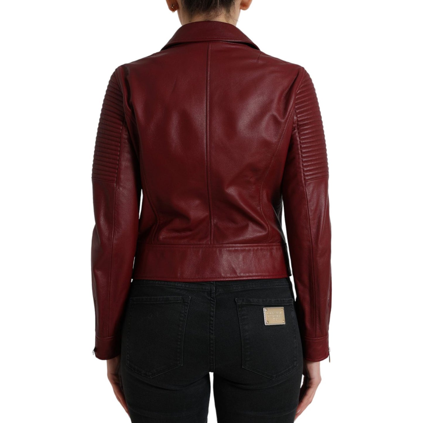 Dolce & Gabbana Bordeaux Biker Leather Jacket Dolce & Gabbana