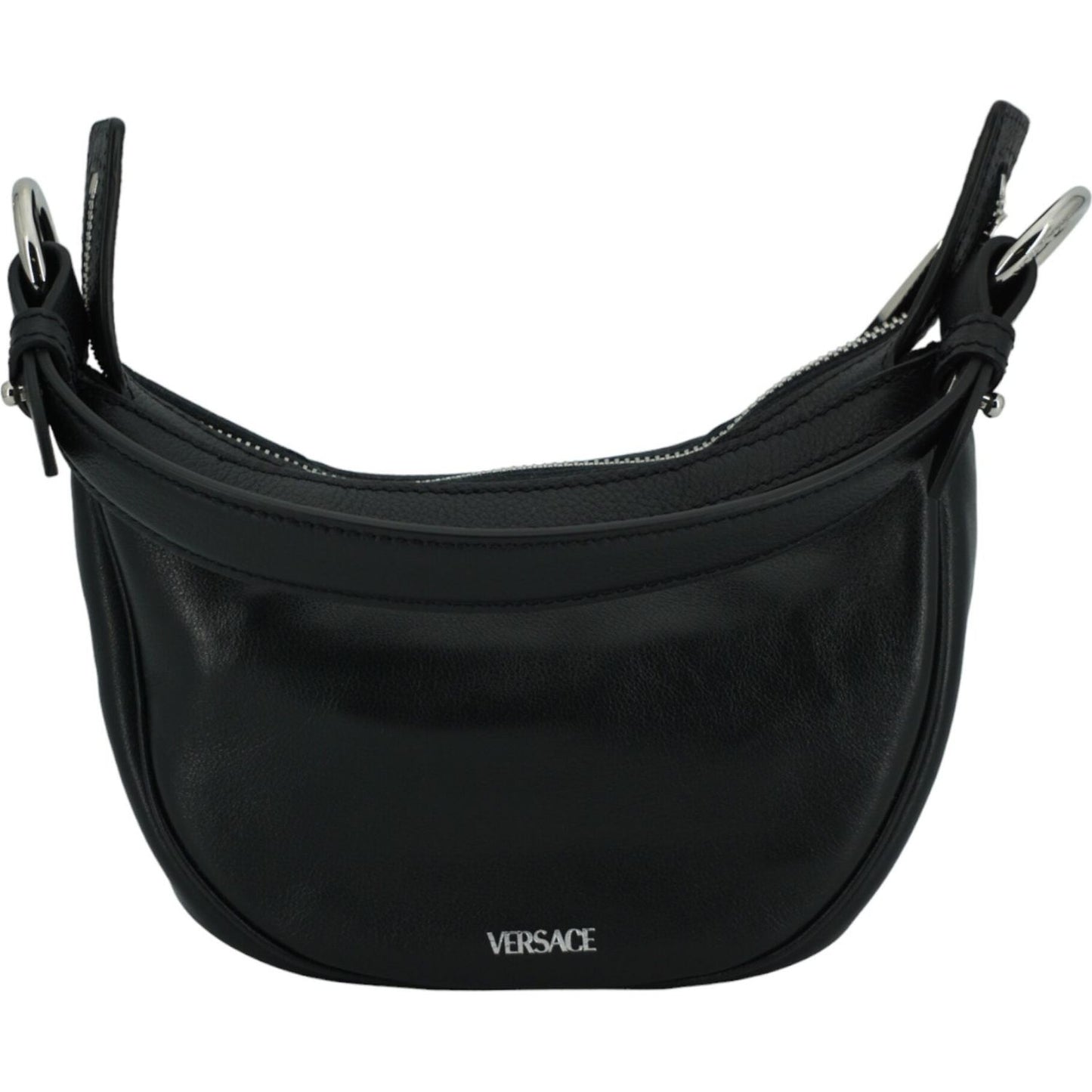 Versace Black Calf Leather Hobo Mini Shoulder Bag