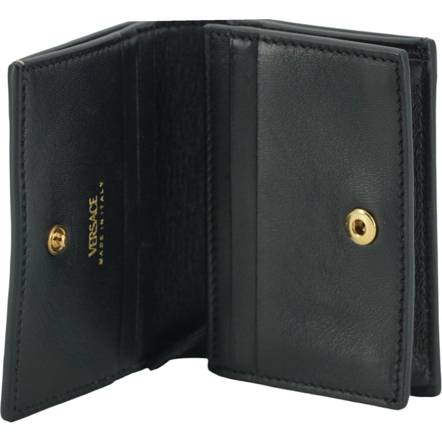 Versace Brown Calf Leather Compact Wallet