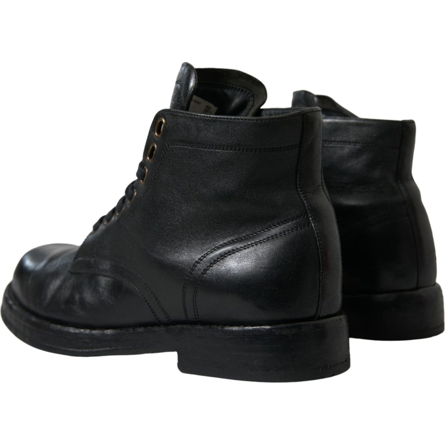 Dolce & Gabbana Elegant Black Horse Leather Ankle Boots Dolce & Gabbana