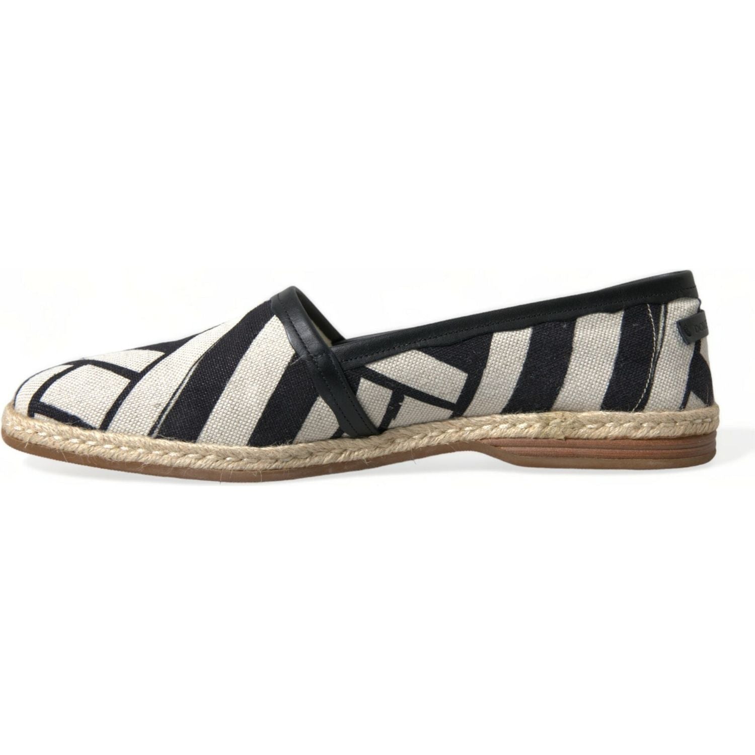 Dolce & Gabbana Beige Black Striped Canvas Espadrilles MONDELLO Shoes