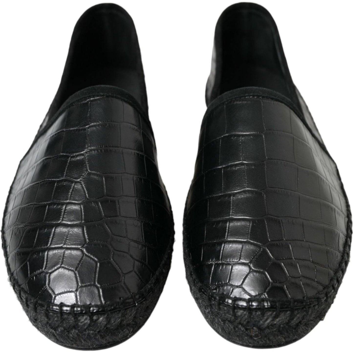 Dolce & Gabbana Black Exotic Leather Espadrilles Slip On Shoes