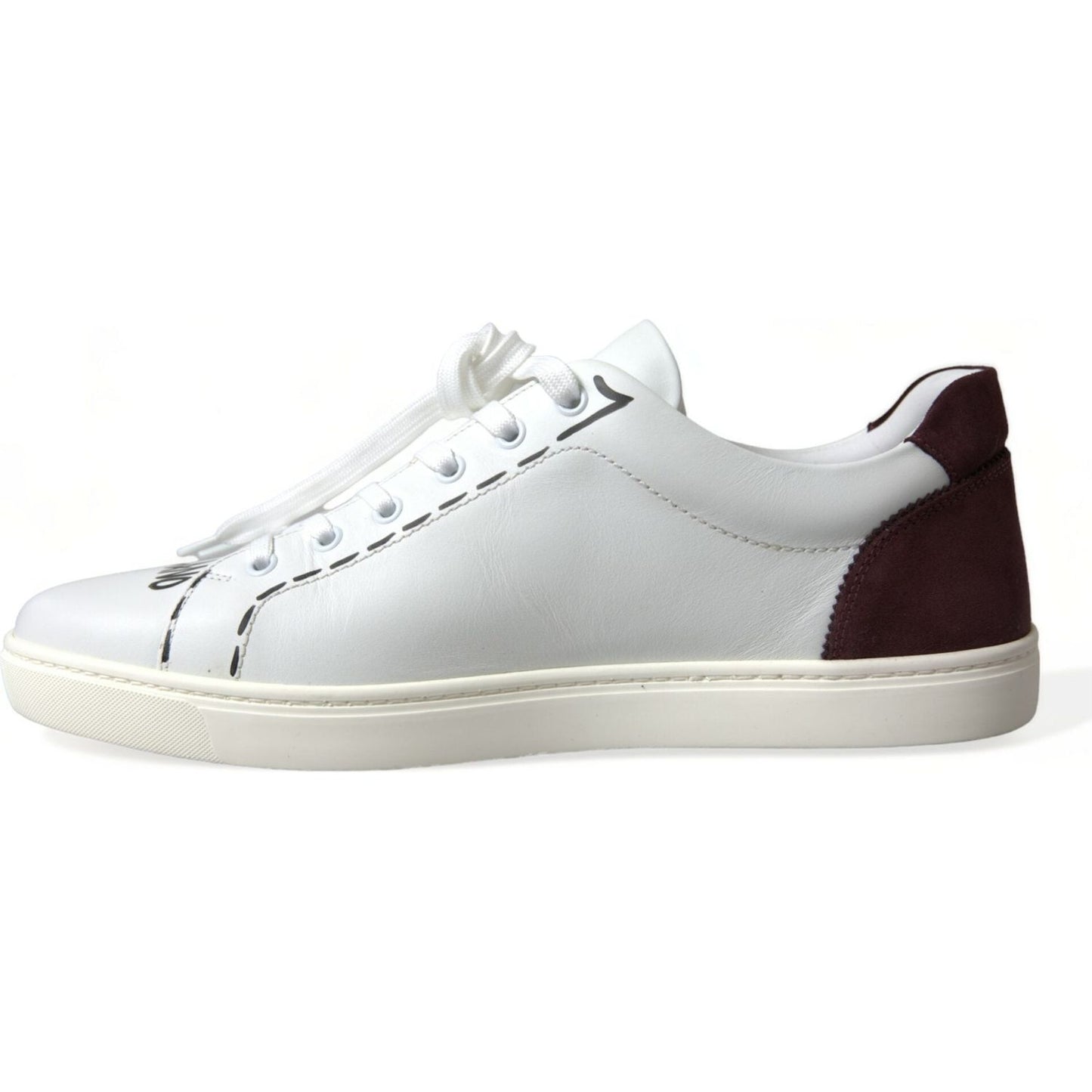 Dolce & Gabbana Exclusive White Bordeaux Low Top Sneakers Dolce & Gabbana