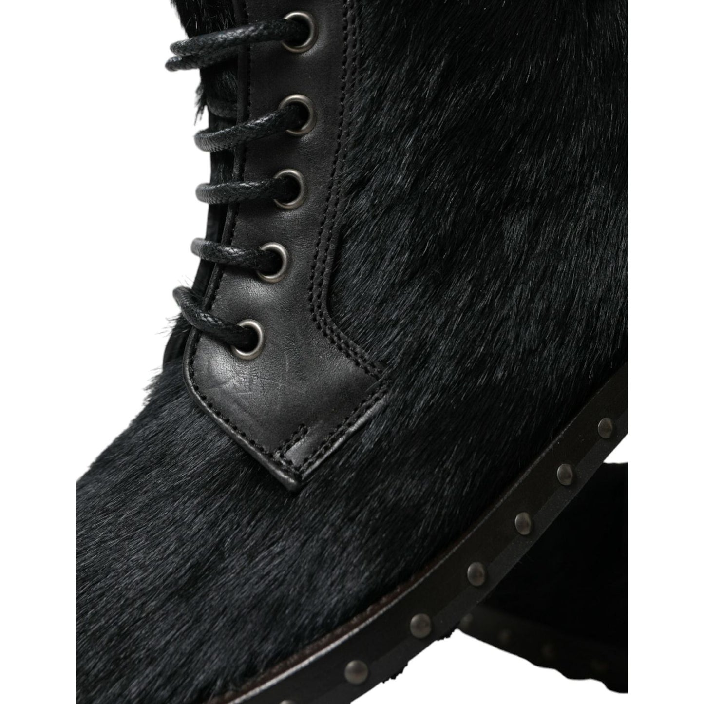 Dolce & Gabbana Elegant Black Calf Leather Lace-Up Boots Dolce & Gabbana