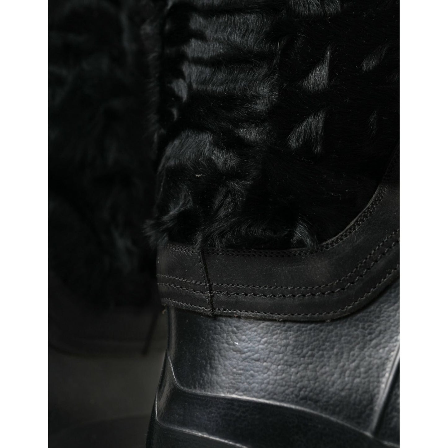 Dolce & Gabbana Sleek Black Shearling Mid Calf Boots Dolce & Gabbana