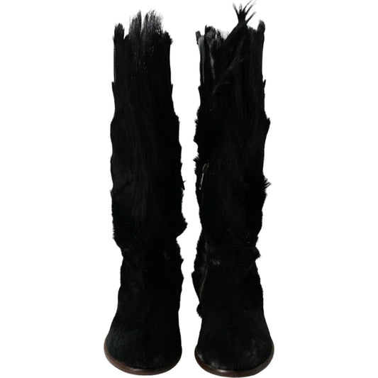 Dolce & Gabbana Opulent Gazelle Fur Mid Calf Boots Dolce & Gabbana