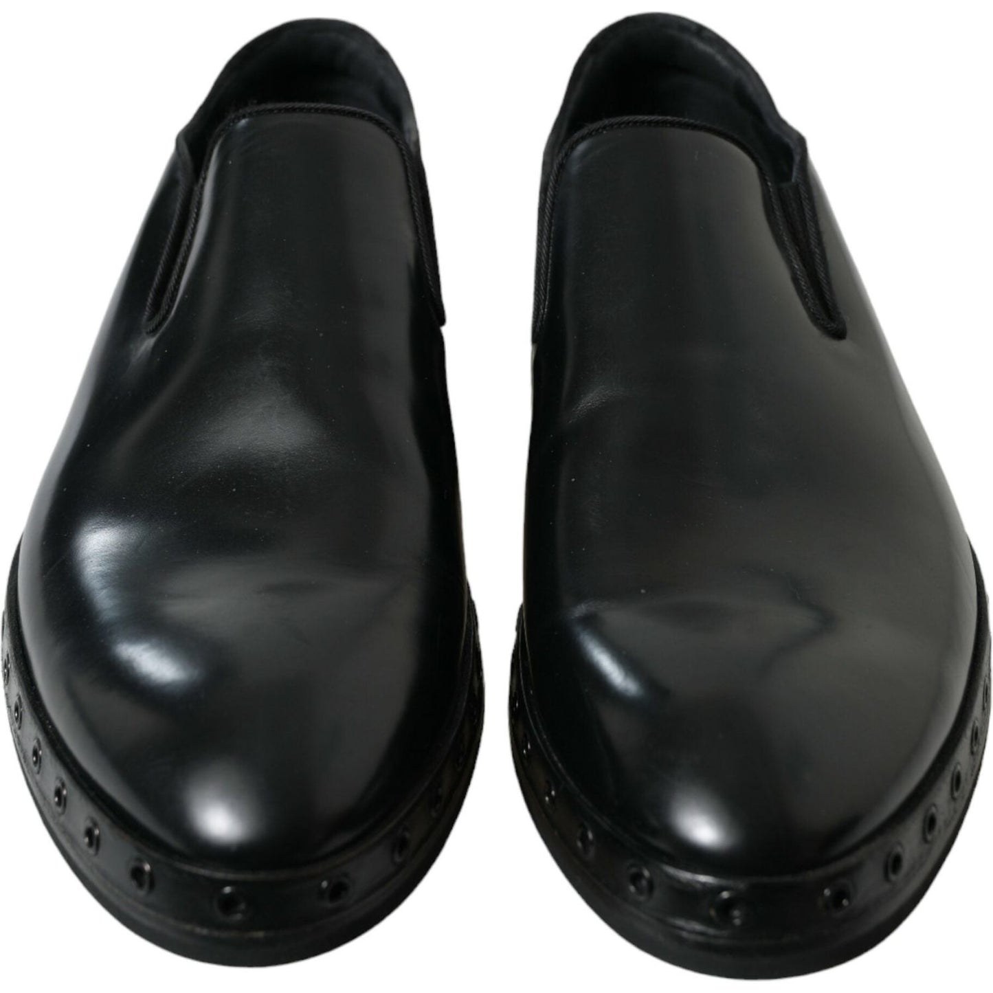 Dolce & Gabbana Elegant Black Leather Studded Loafers Dolce & Gabbana