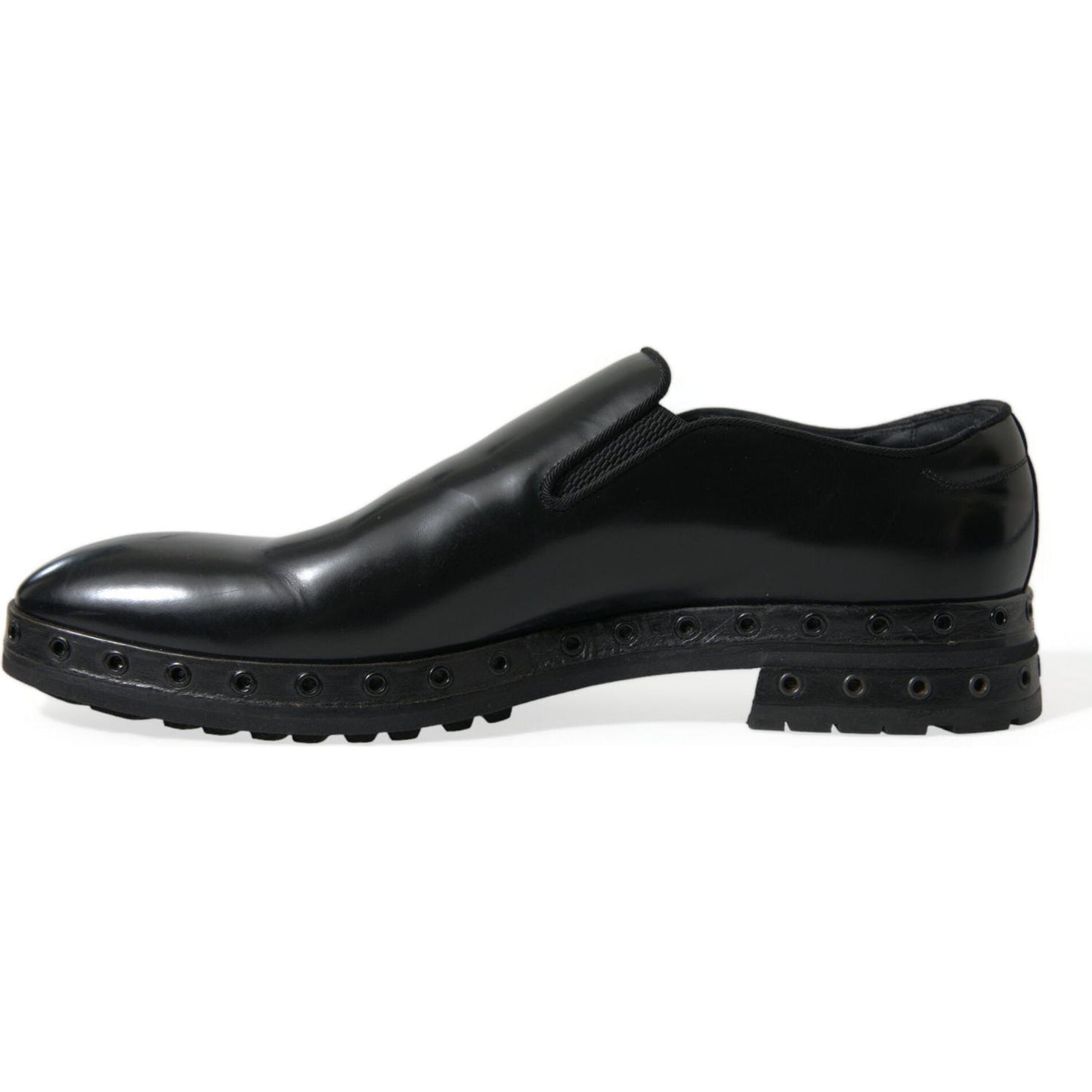 Dolce & Gabbana Elegant Black Leather Studded Loafers Dolce & Gabbana