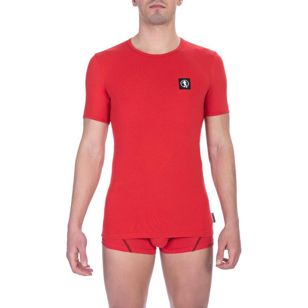 Bikkembergs Red Cotton Men T-Shirt Bikkembergs Firebrick