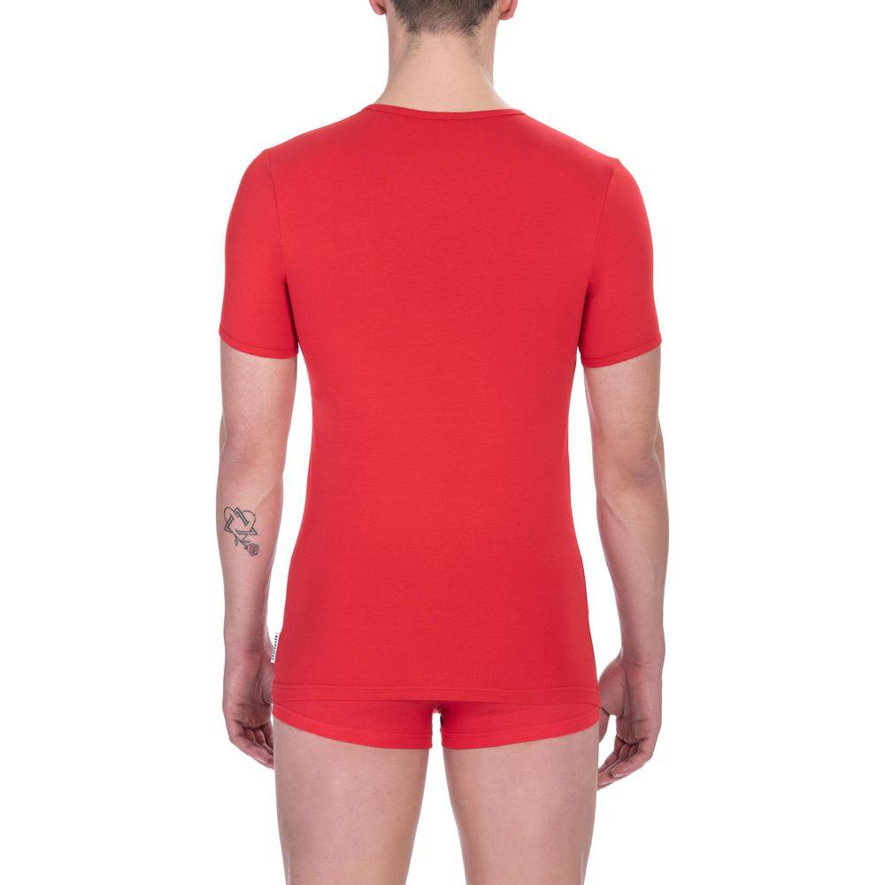 Bikkembergs Red Cotton Men T-Shirt Bikkembergs Firebrick