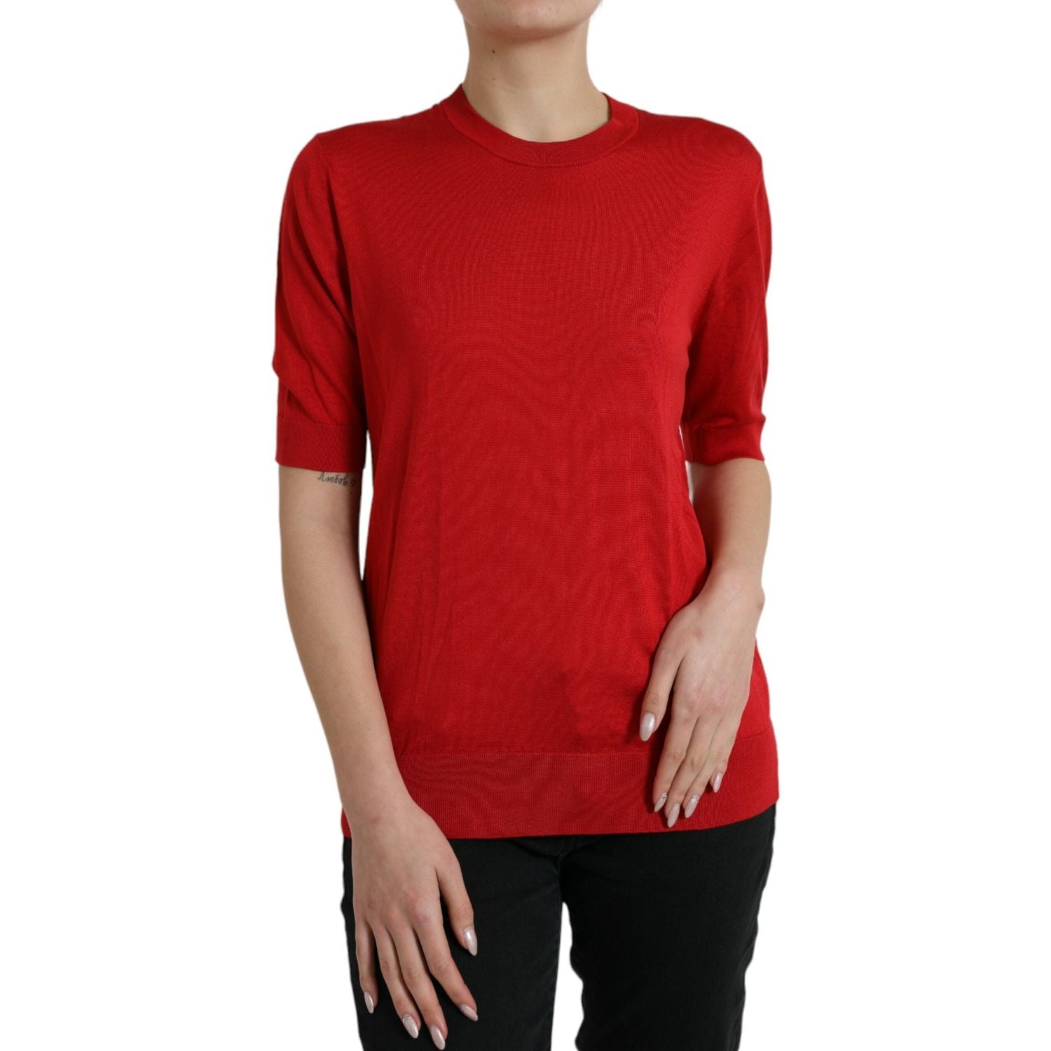 Dolce & Gabbana Silk Red Crew Neck Top