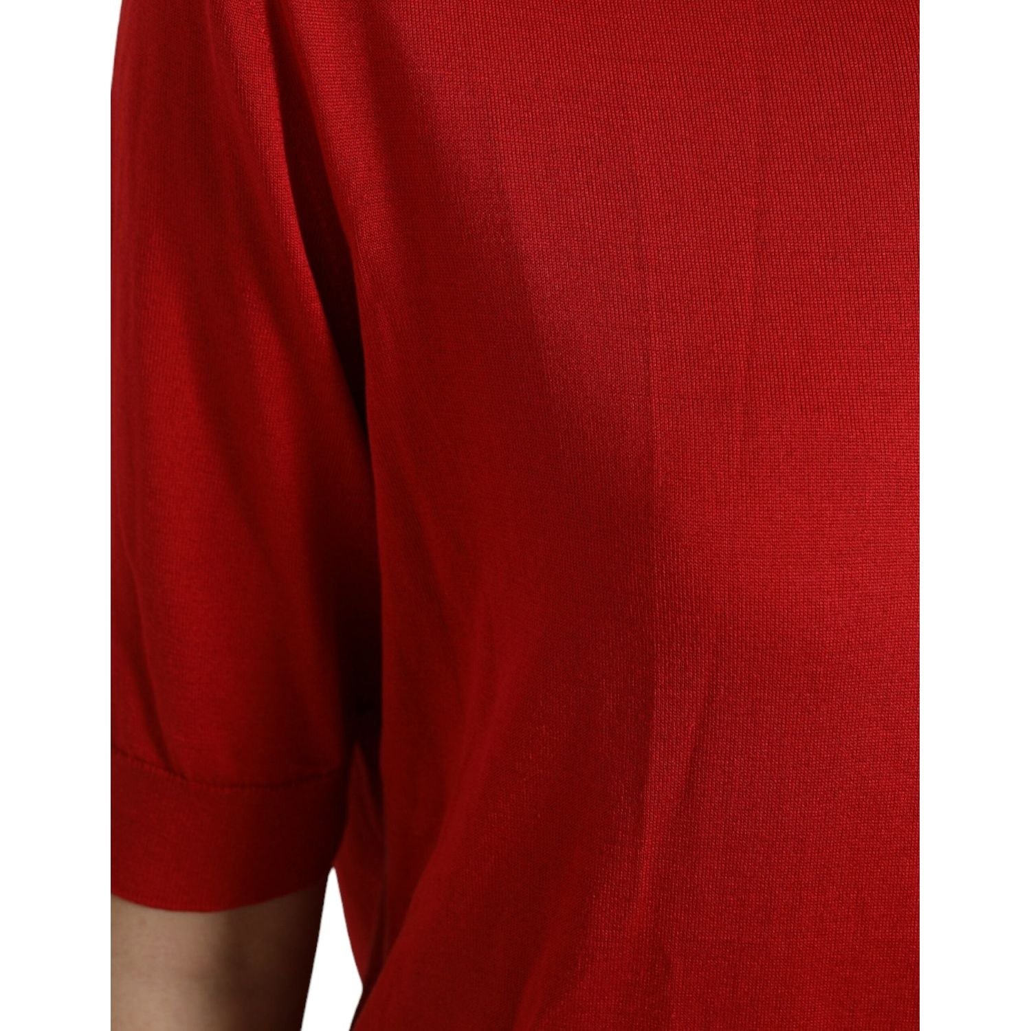 Dolce & Gabbana Silk Red Crew Neck Top