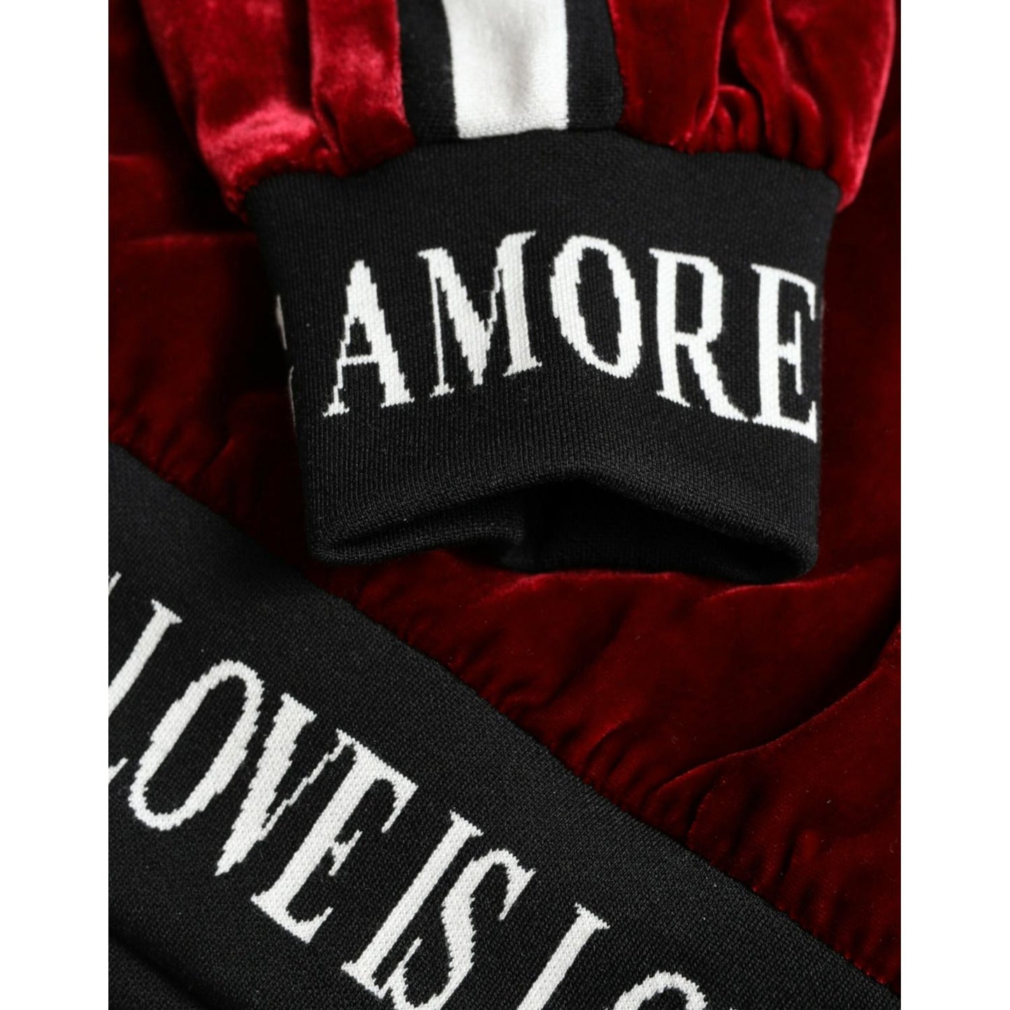 Dolce & Gabbana Bordeaux Velvet Round Neck Pullover Sweater