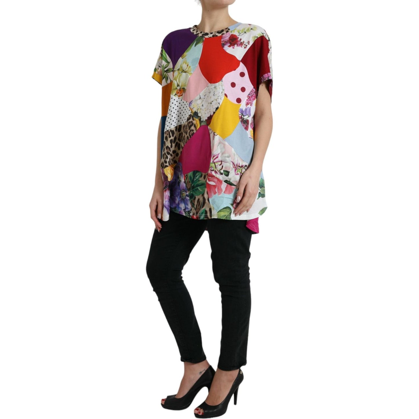 Dolce & Gabbana Multicolor Cotton Silk Patchwork Blouse Dolce & Gabbana