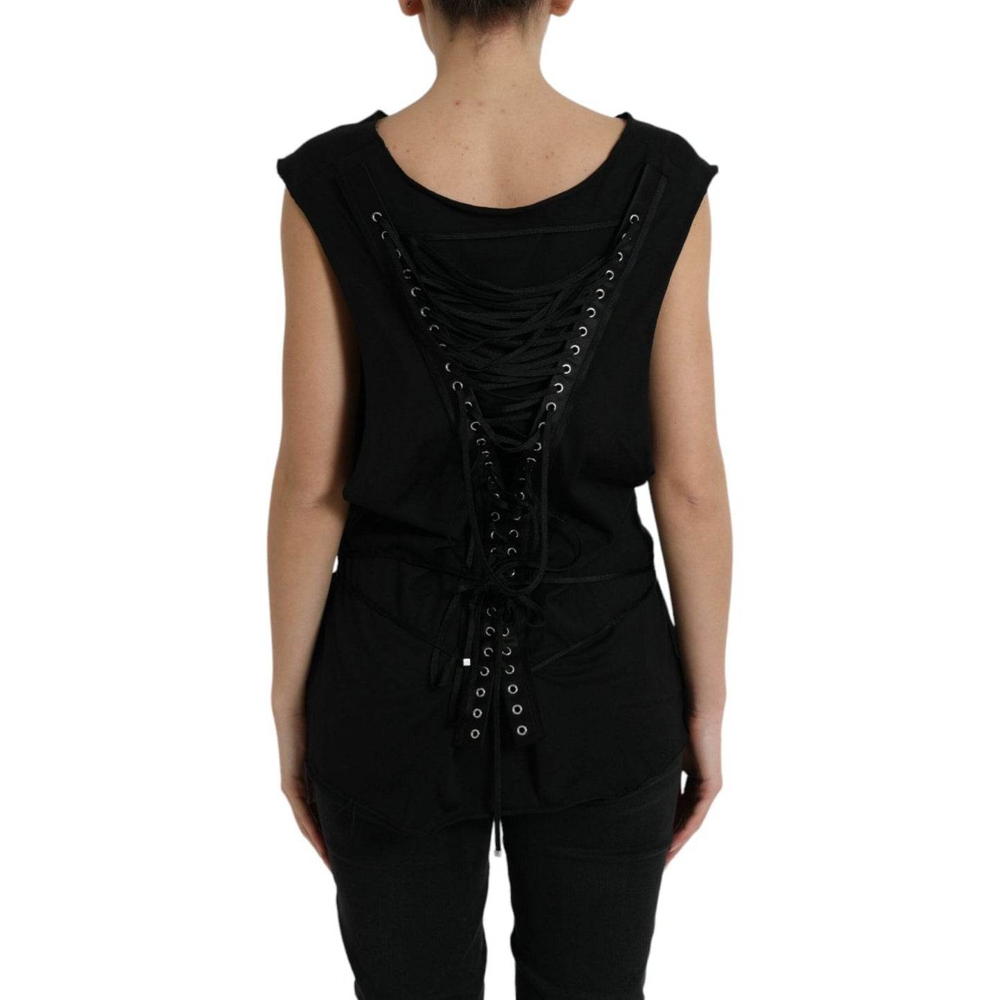 Dolce & Gabbana Elegant Black Round Neck Tank Top Dolce & Gabbana