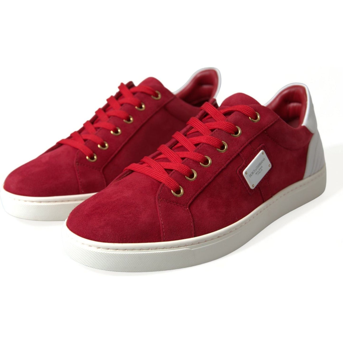 Dolce & Gabbana Elegant Red & White Leather Sneakers Dolce & Gabbana